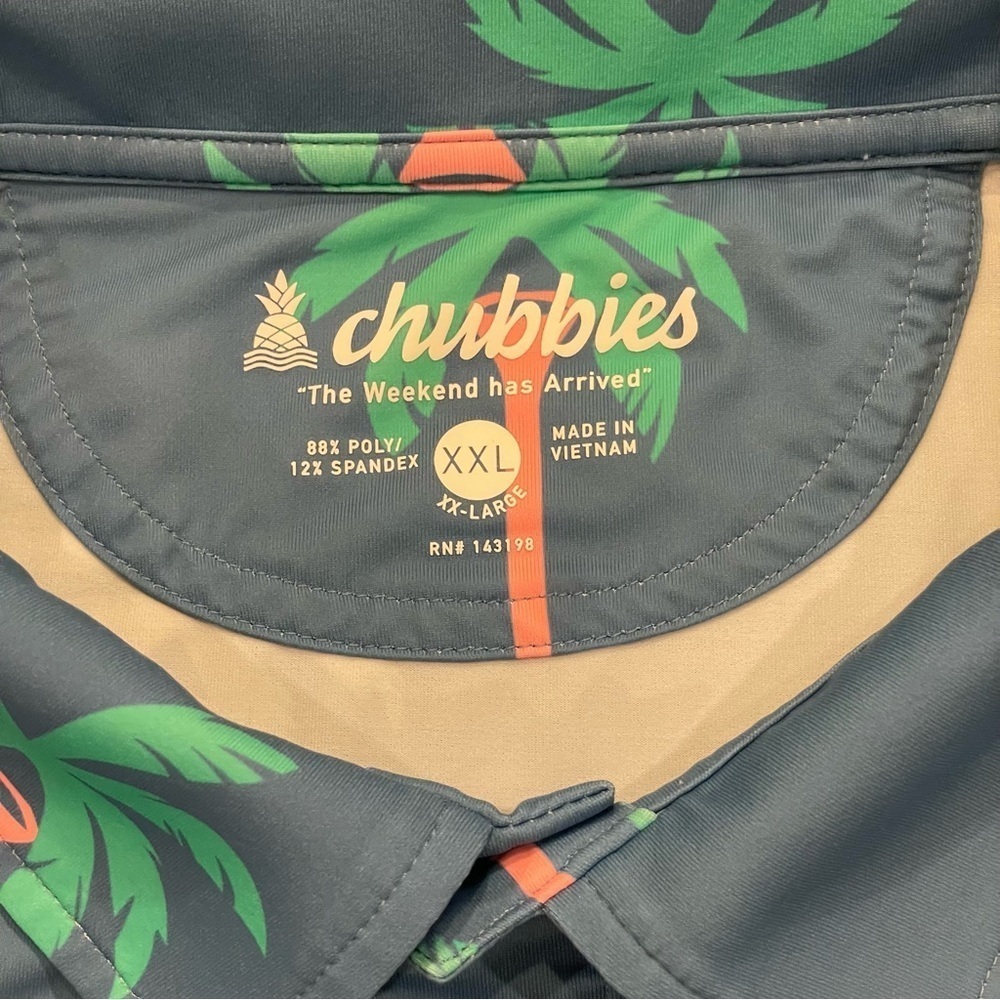 Chubbies Performance Palm Tree Golf Tee Polo Size XXL - Picture 7 of 11